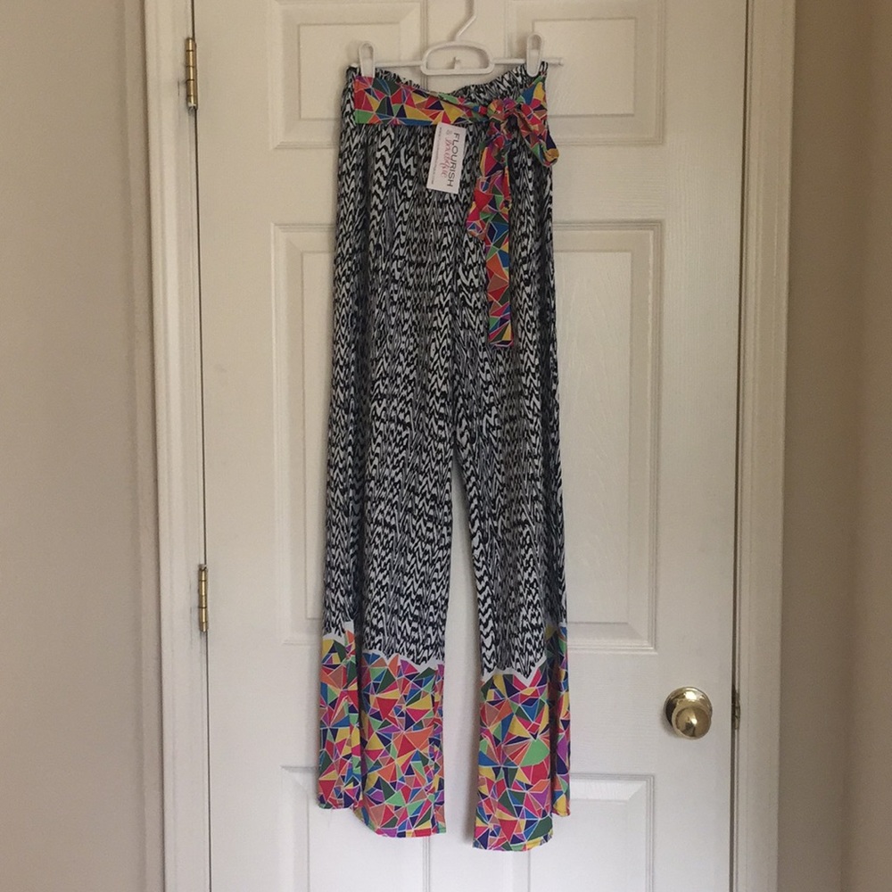 Multi color wide leg flare pants